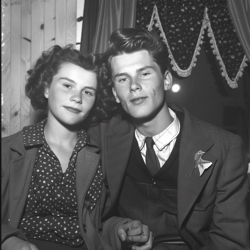 Young couple from the 1950s or 1960s, dressed in period clothing