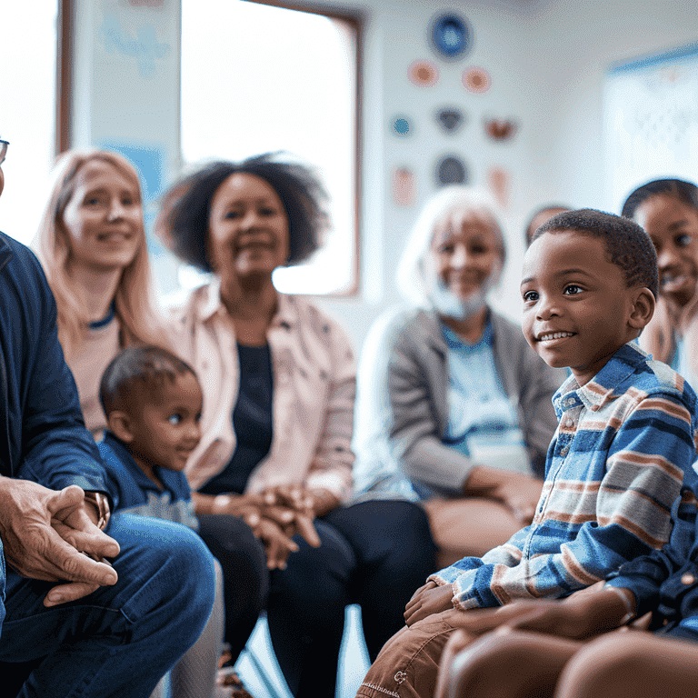 Diverse group of people receiving care at a community clinic.